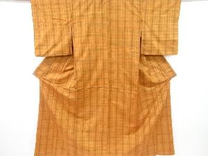 格子織り出し手織り真綿紬着物